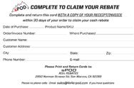 sPOD Black Friday Mail-In Rebate Card