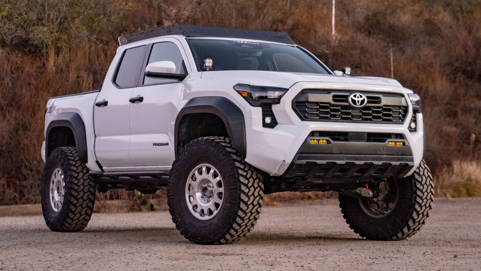 2024 Toyota Tacoma White with Baja Designs Lights